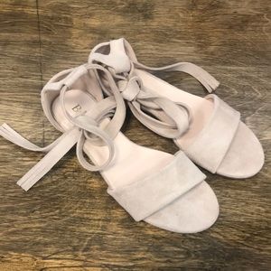 Taupe Suede Ankle Strap Sandals